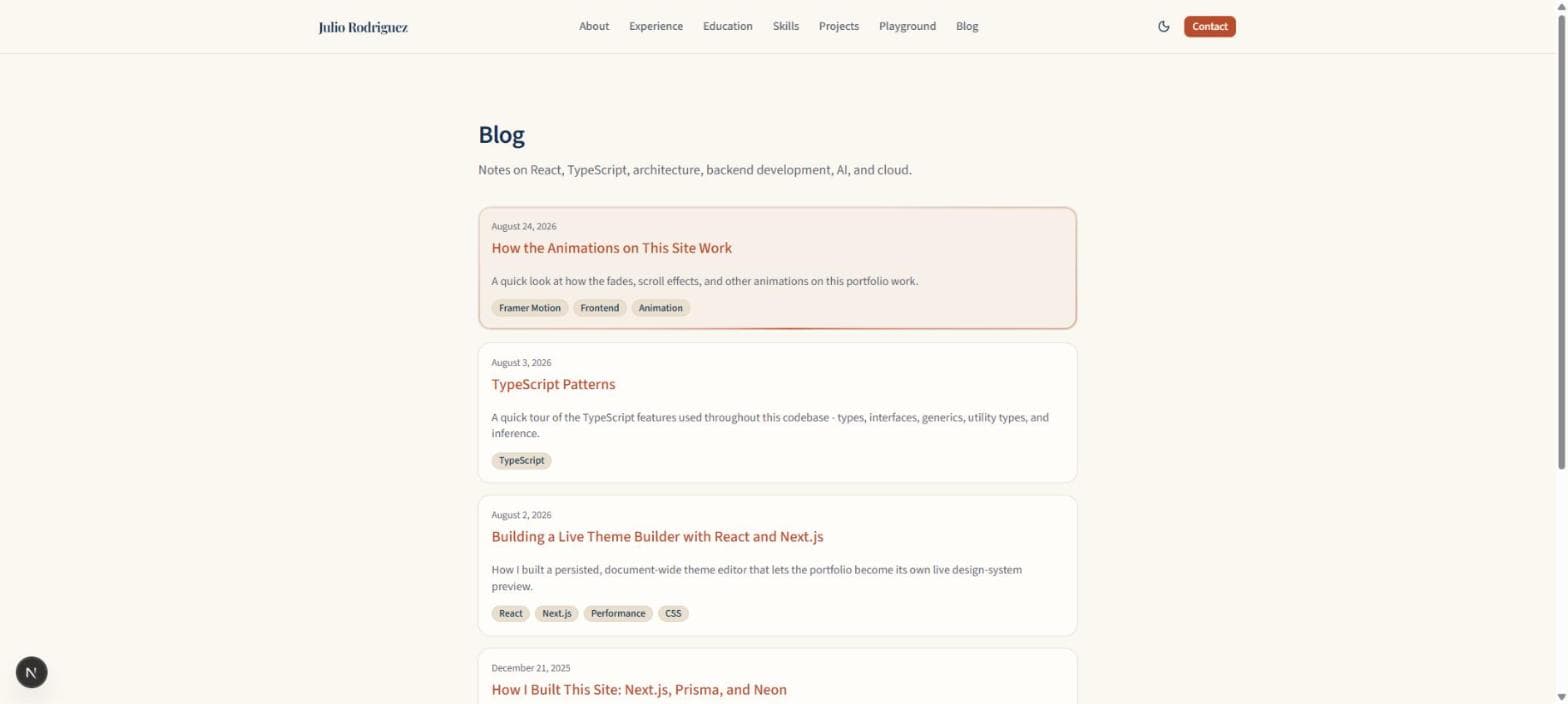 The blog list page, where each post card fades in top to bottom using the same staggered Reveal